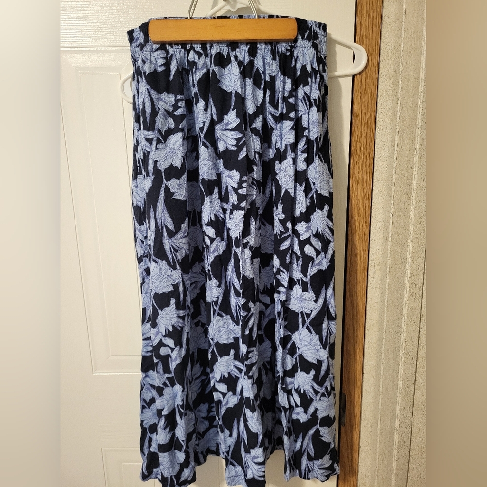 Floral Navy and Light Blue Women's Skirt
